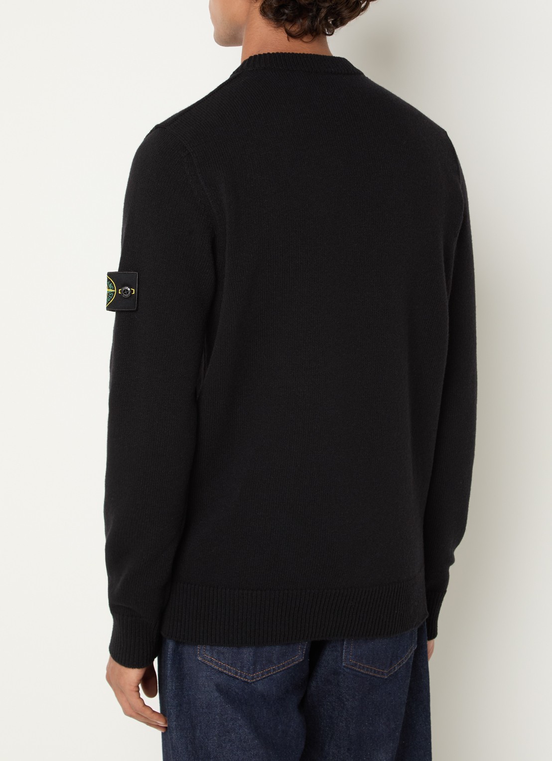 Stone Island S00A3 fijngebreide trui in wolblend met logo - achterkant 5 zwart