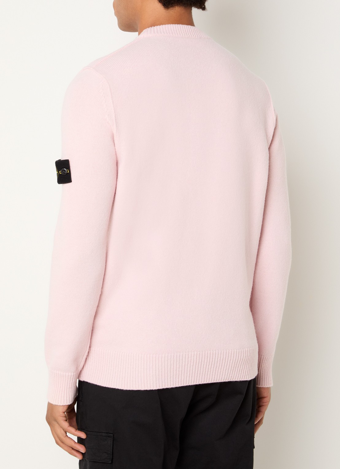Stone Island S00A3 fijngebreide trui in wolblend met logo - achterkant 3 lichtroze
