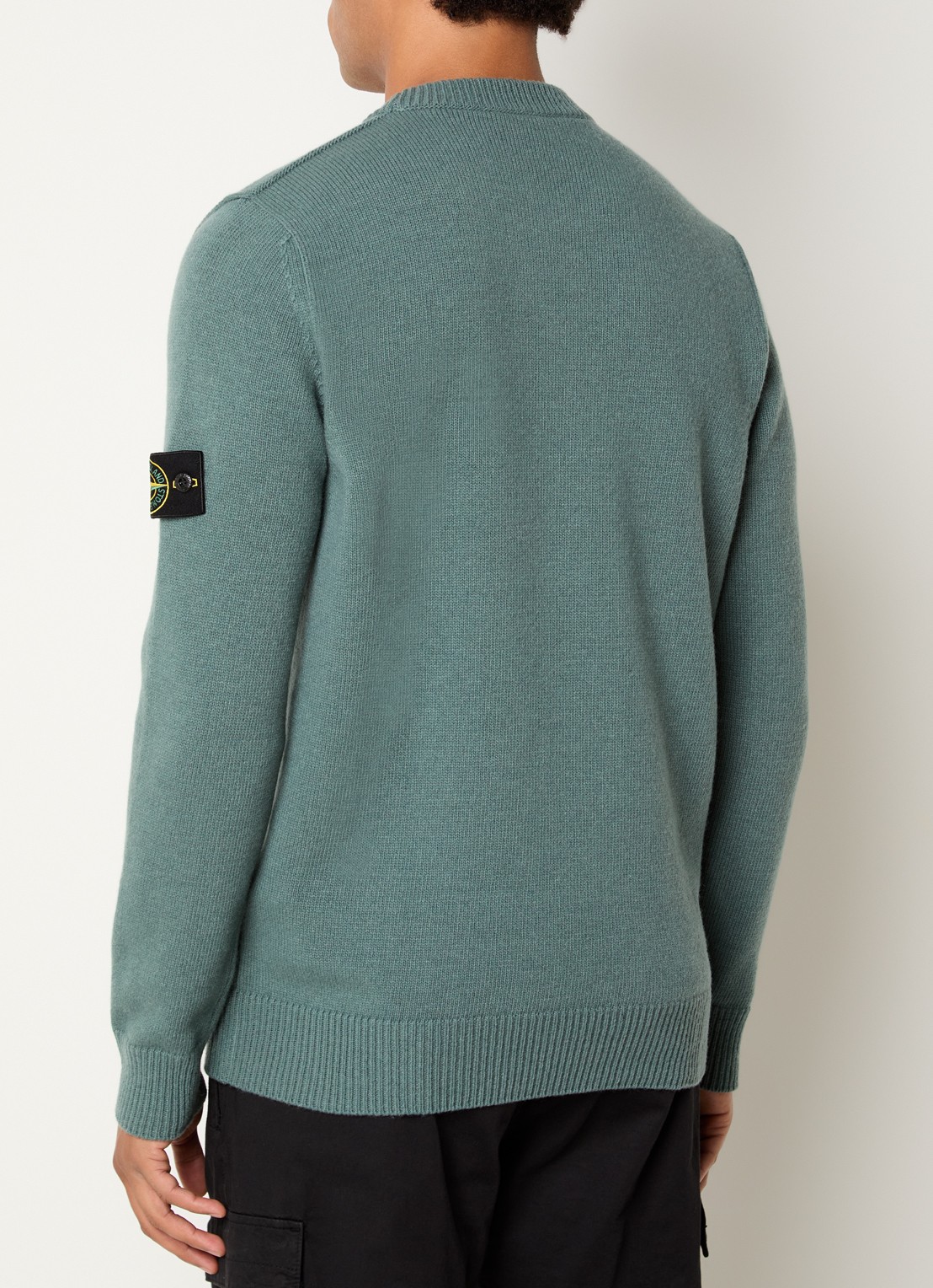 Stone Island S00A3 fijngebreide trui in wolblend met logo - achterkant 3 zeegroen