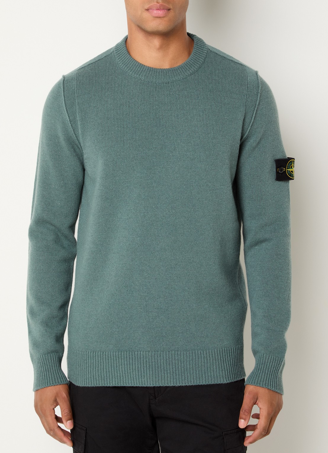 Stone Island S00A3 fijngebreide trui in wolblend met logo - detail 4 zeegroen