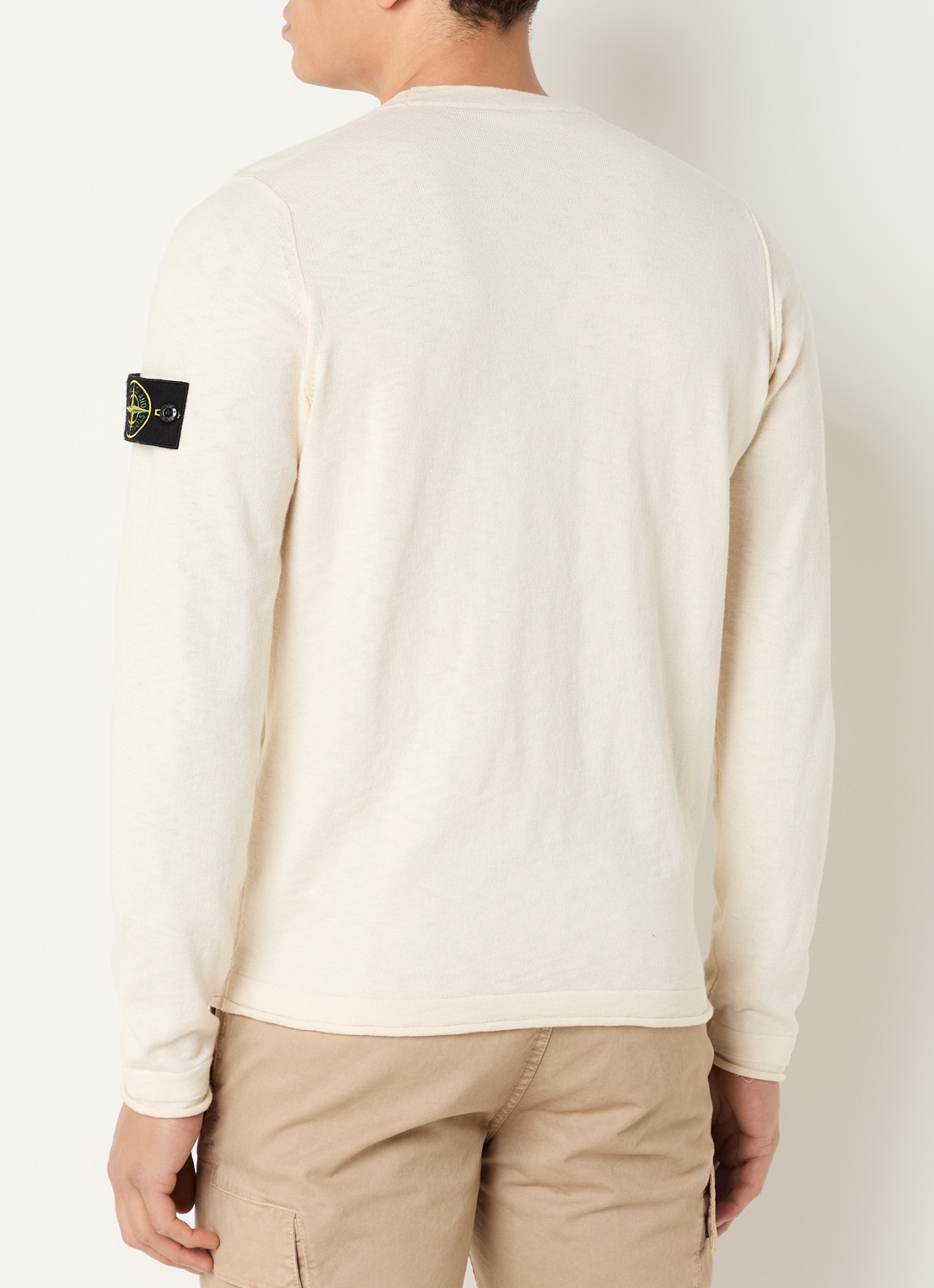 Stone Island S00B0 fijngebreide pullover met logo - achterkant 3 creme