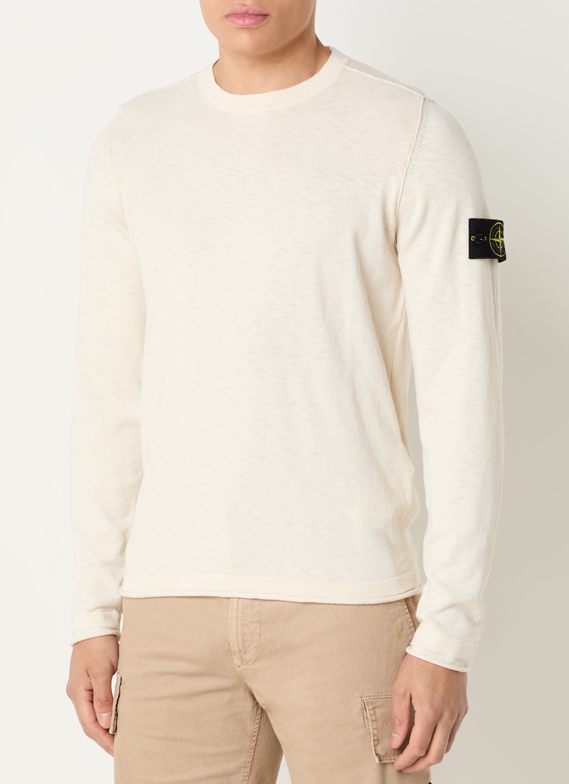Stone Island S00B0 fijngebreide pullover met logo - detail 4 creme