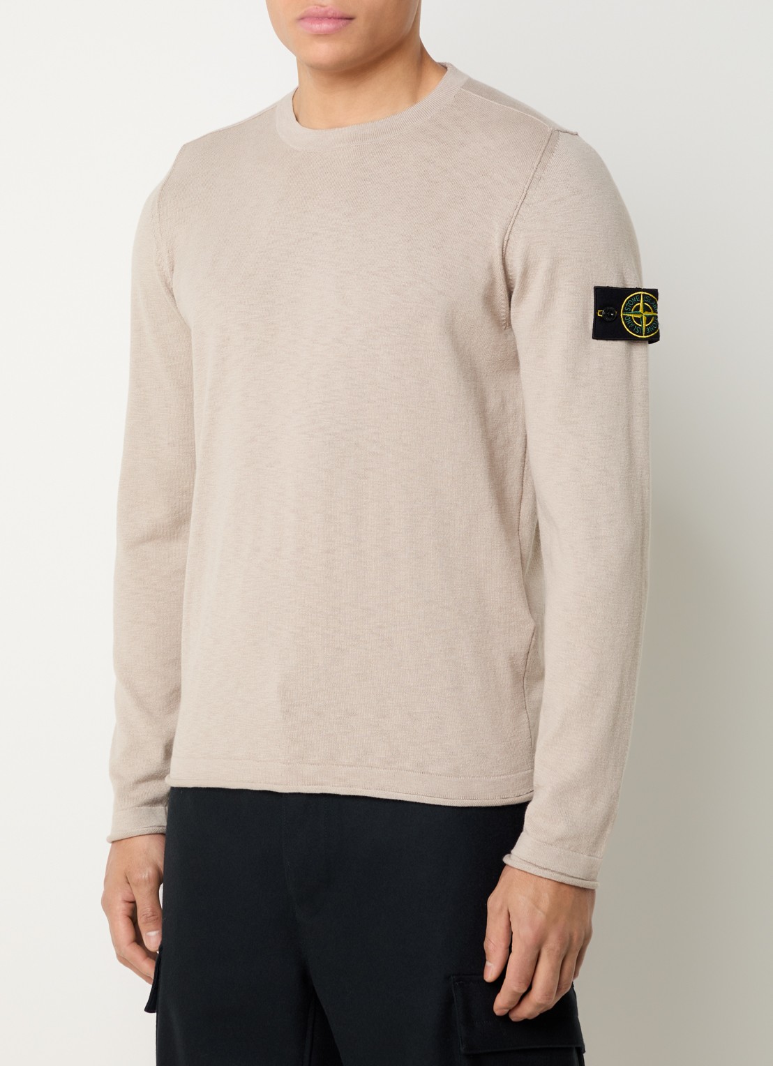 Stone Island S00B0 fijngebreide pullover met logo - detail 2 beige