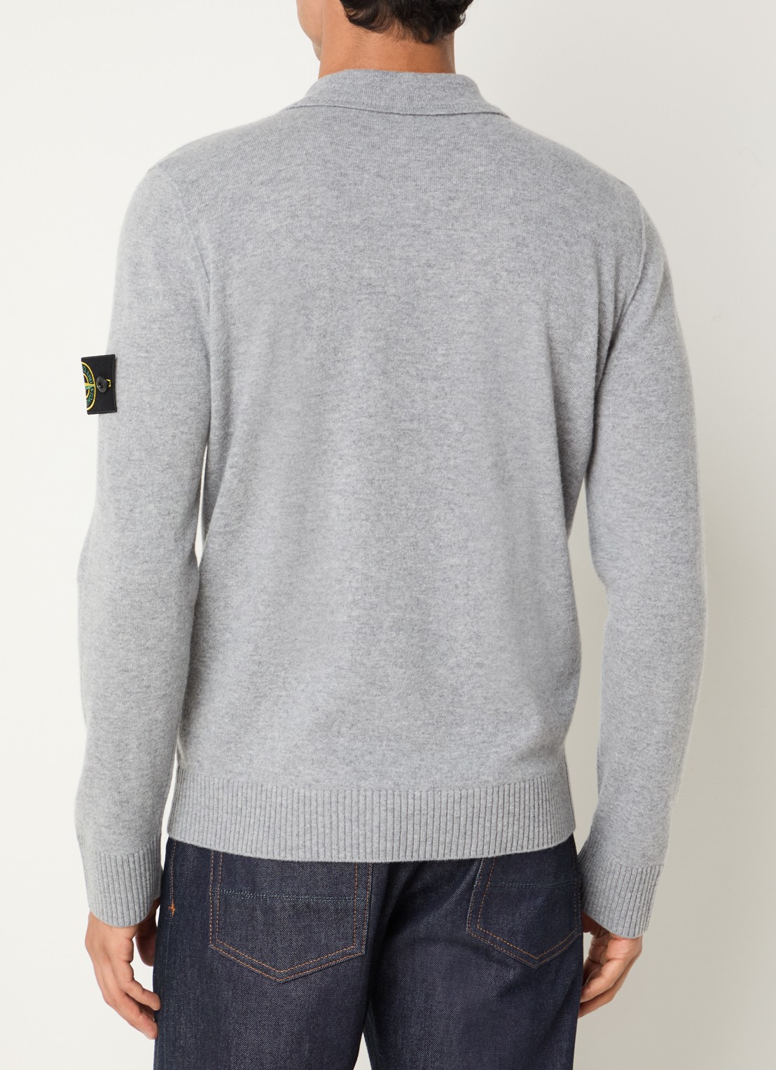 Stone Island S00B4 fijngebreide trui van scheerwol met polokraag - achterkant 5 grijs