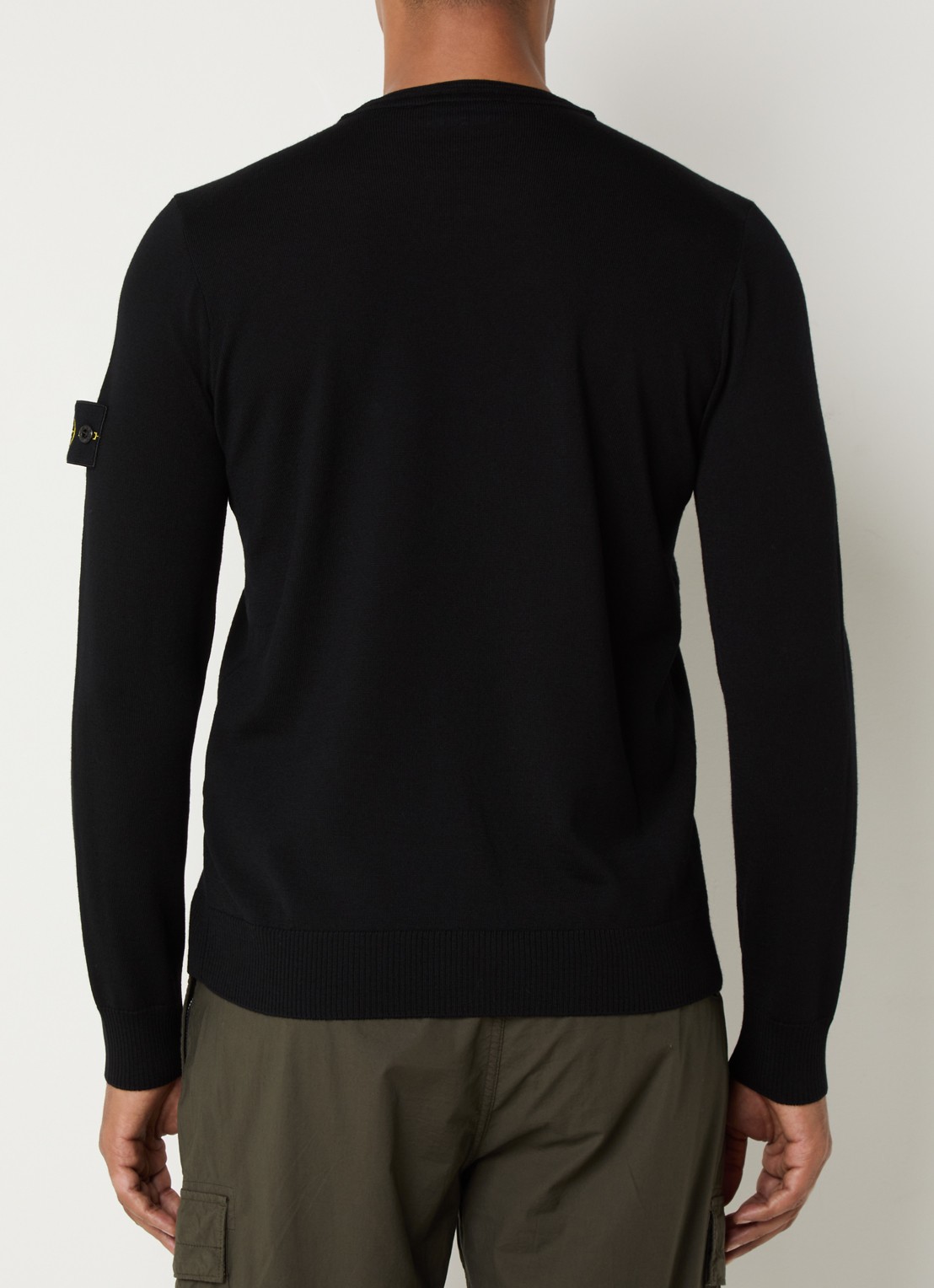 Stone Island S00C4 fijngebreide pullover van scheerwol met logoborduring - achterkant 5 zwart