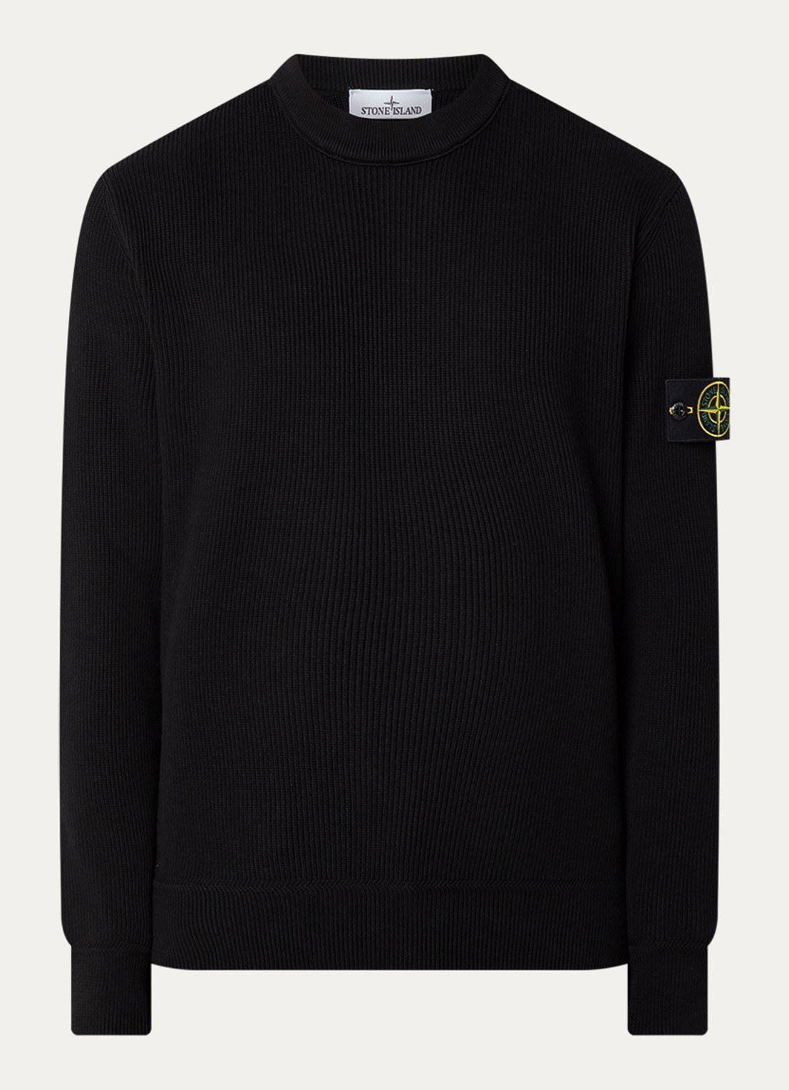 Stone Island S00D8 fijngebreide trui met logo - voorkant 4 zwart