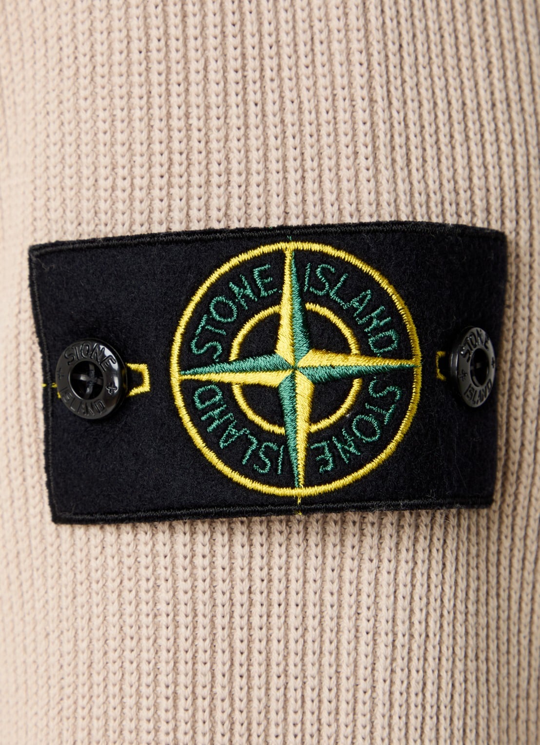 Stone Island S00D8 ribgebreid vest met logo - detail 5 beige
