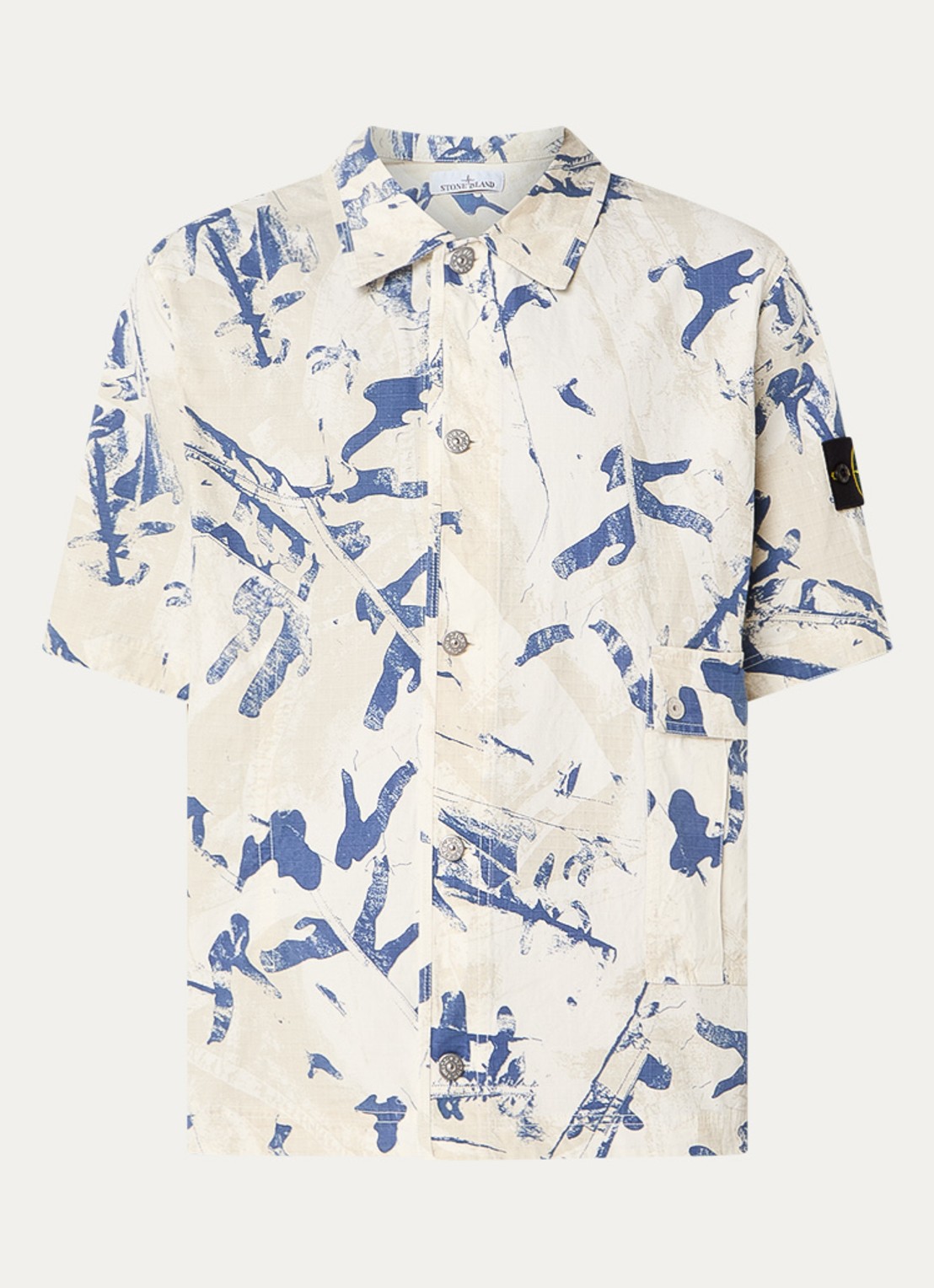 Stone Island S00E1 regular fit overhemd met print en opgestikte zakken - voorkant 3 beige