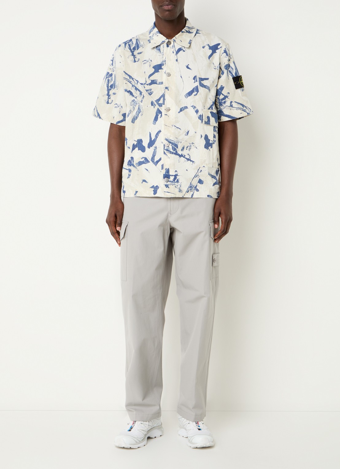 Stone Island S00E1 regular fit overhemd met print en opgestikte zakken - voorkant 4 beige