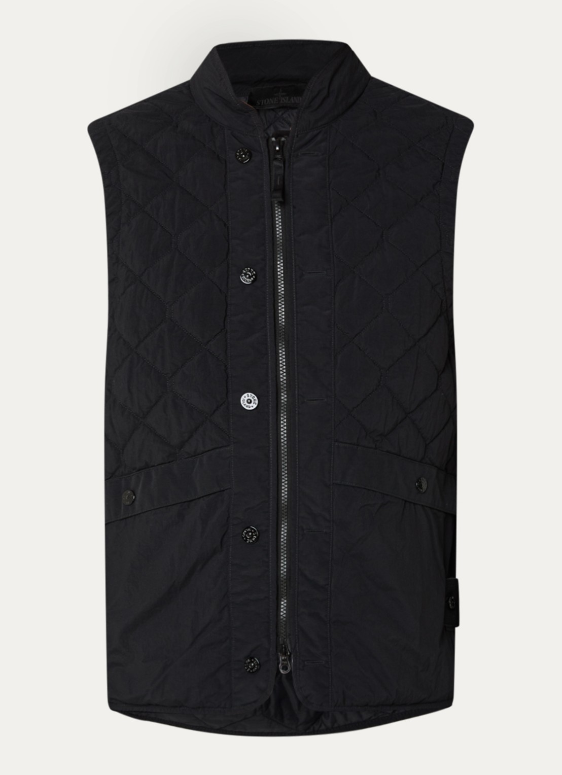 Stone Island S00F6 gewatteerde bodywarmer met quilt patroon - voorkant 5 zwart
