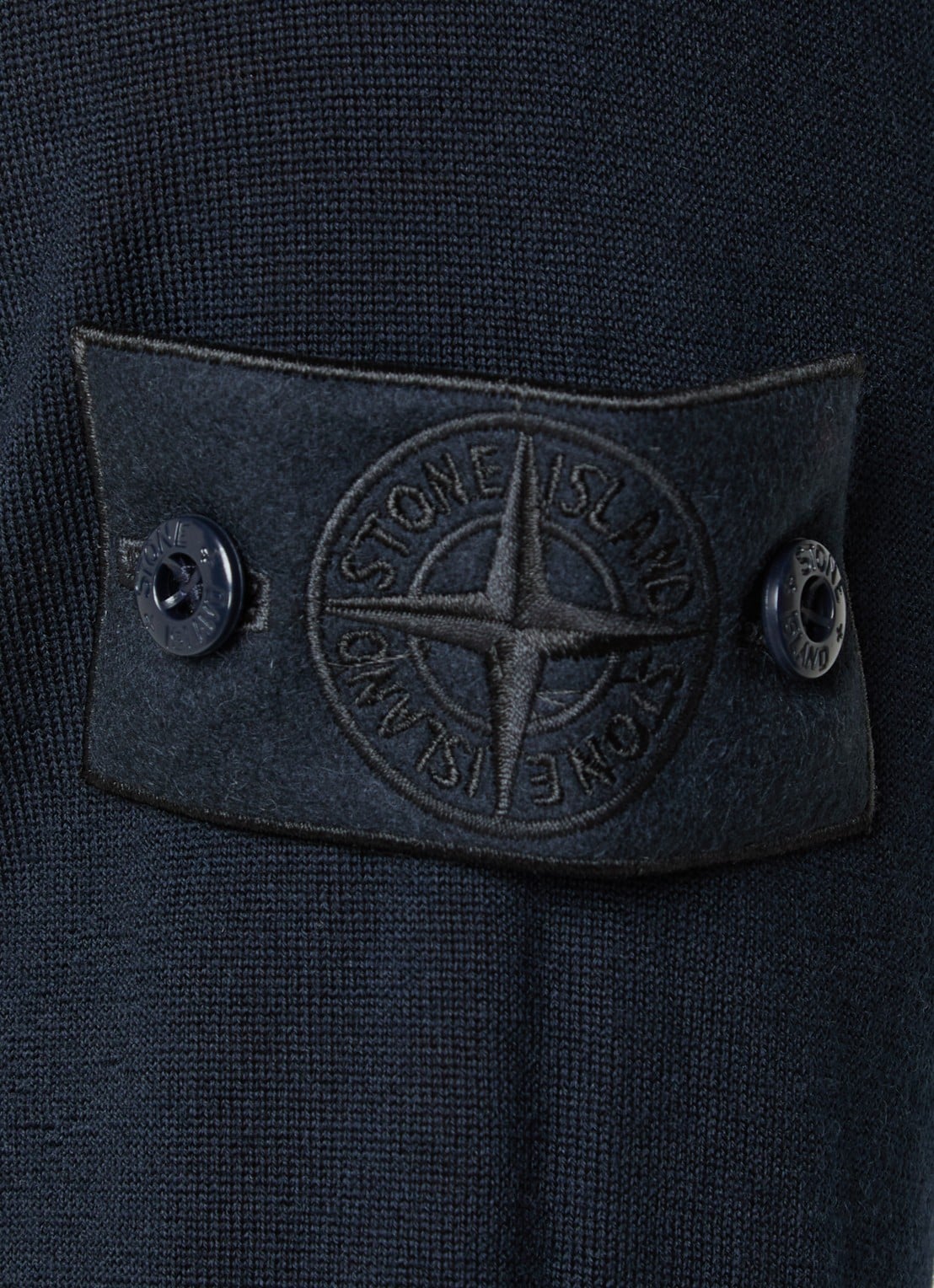 Stone Island S00FC regular fit polo van scheerwol - detail 5 donkerblauw