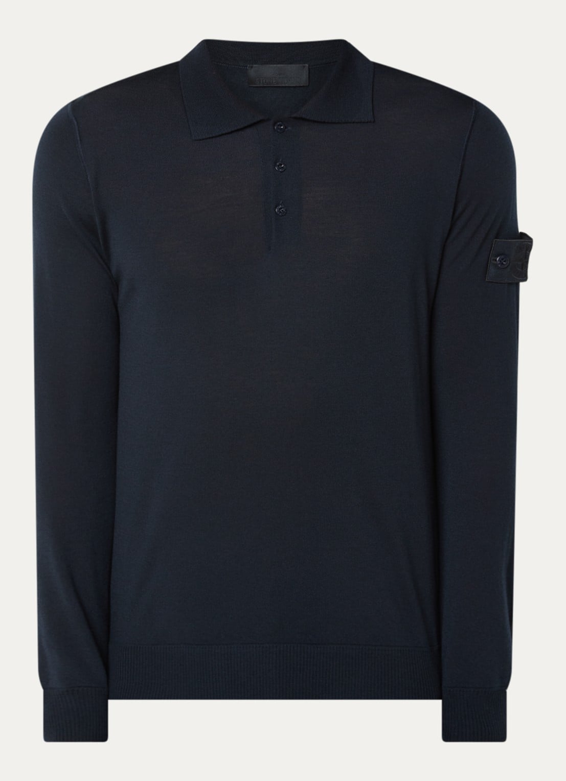 Stone Island S00FC regular fit polo van scheerwol - voorkant 2 donkerblauw
