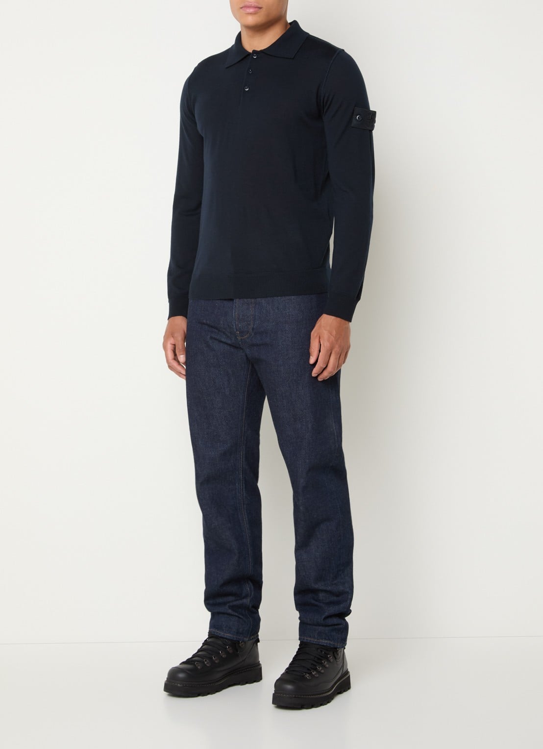 Stone Island S00FC regular fit polo van scheerwol - voorkant 3 donkerblauw
