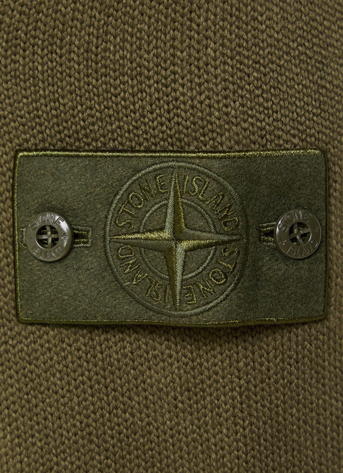 Stone Island S00FM fijngebreide trui in wolblend met logo - detail 4 bronsgroen