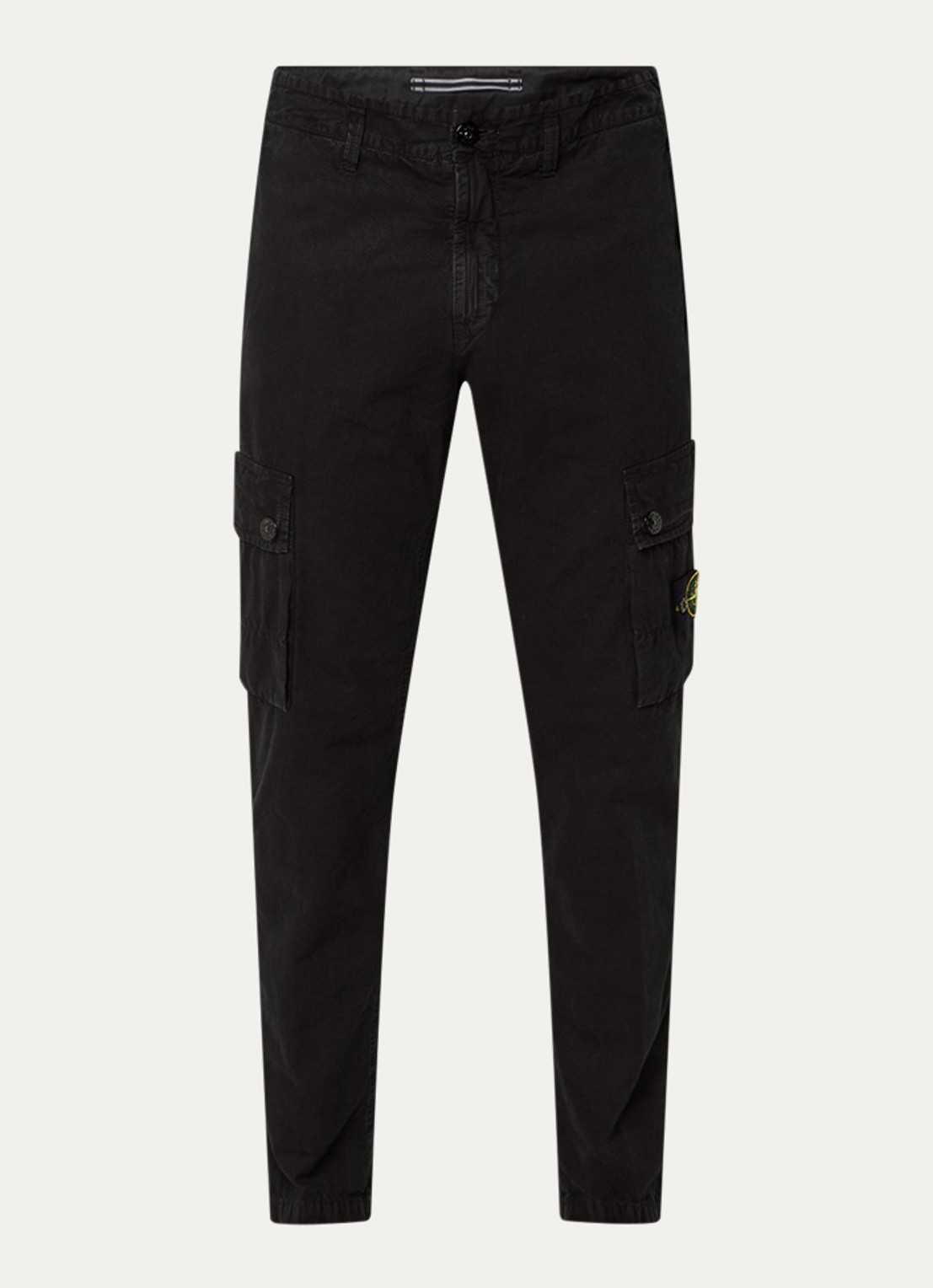 Stone Island S00WA slim fit cargobroek met logo - voorkant 5 zwart