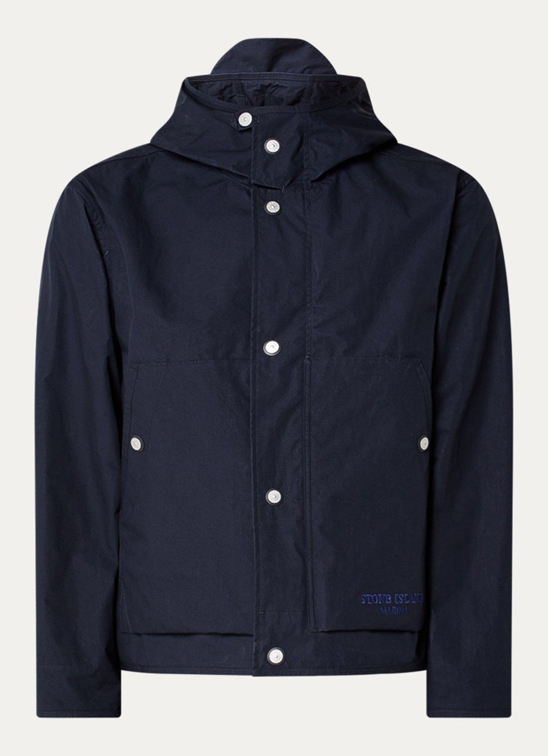 Stone Island S00X1 Marina jack met logo en capuchon - voorkant 4 donkerblauw