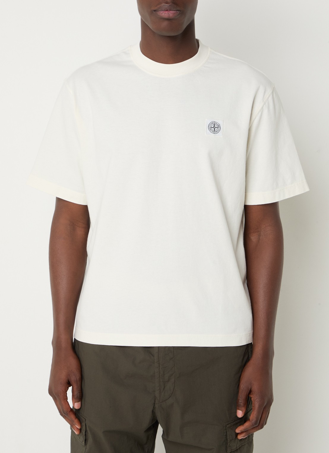 Stone Island S0115 T-shirt met logo - detail 2 ivoor