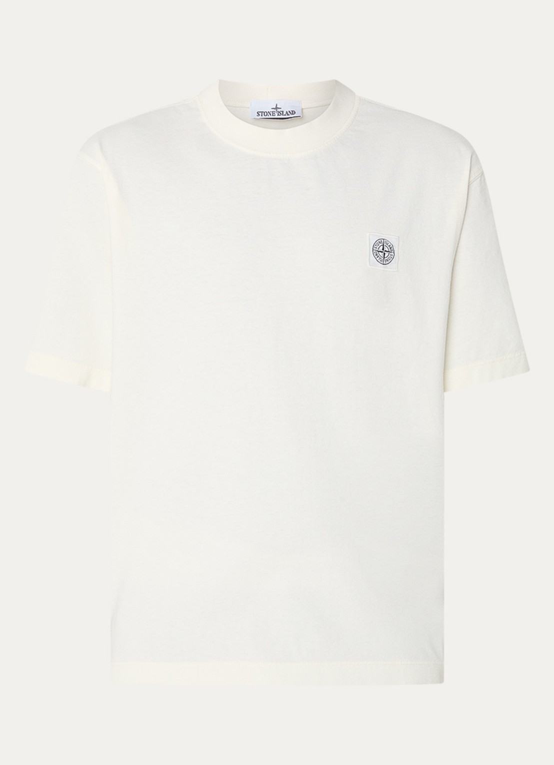 Stone Island S0115 T-shirt met logo - voorkant 4 ivoor