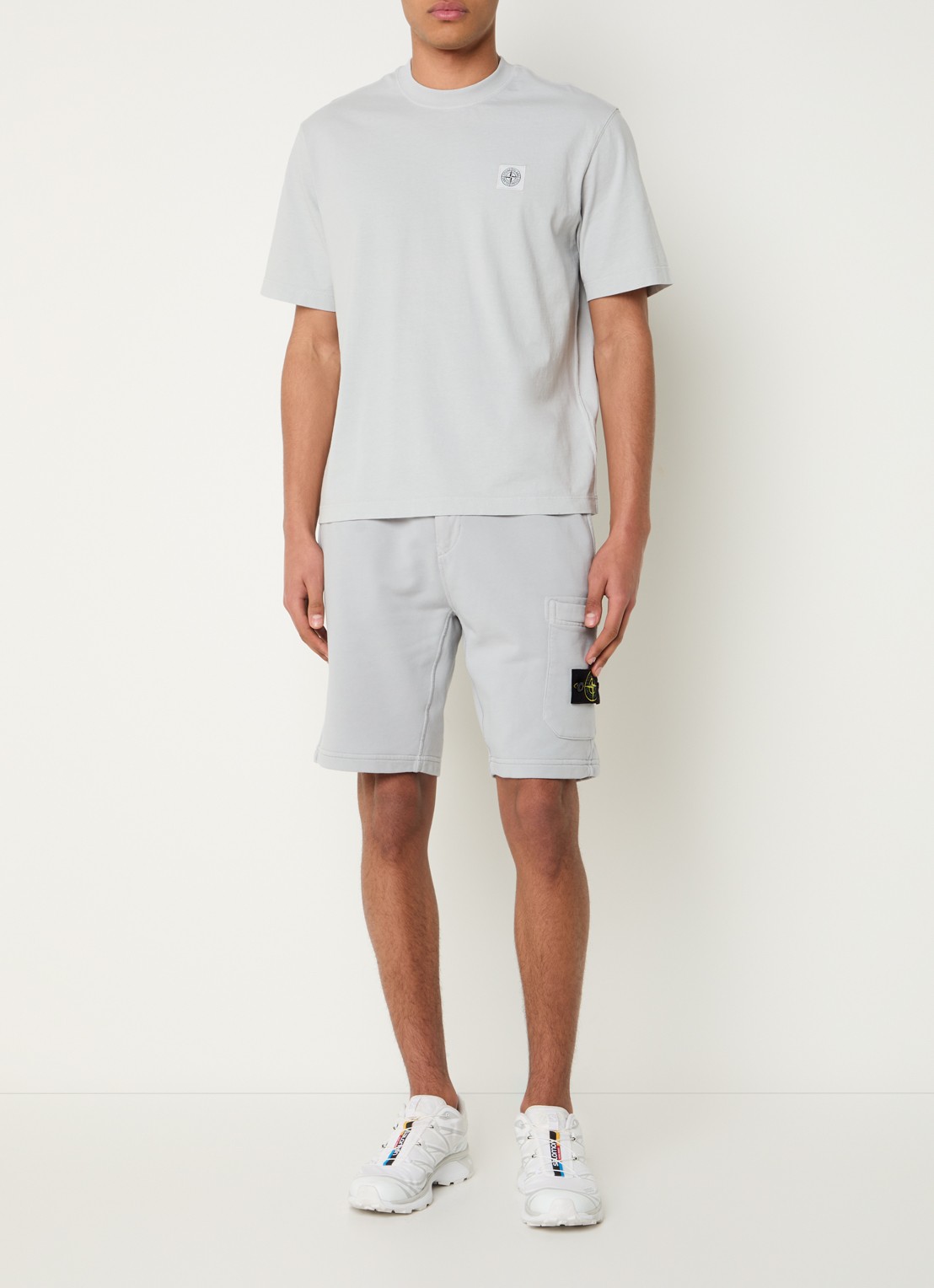Stone Island S0115 T-shirt met logo - voorkant 5 lichtgrijs