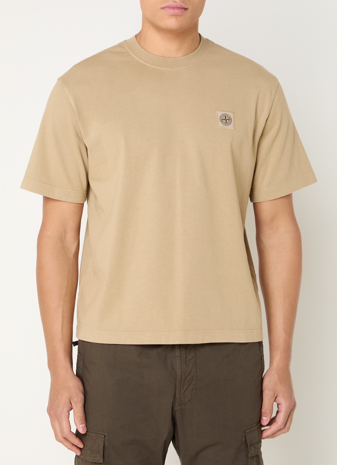 Stone Island S0115 T-shirt met logo - detail 4 khaki