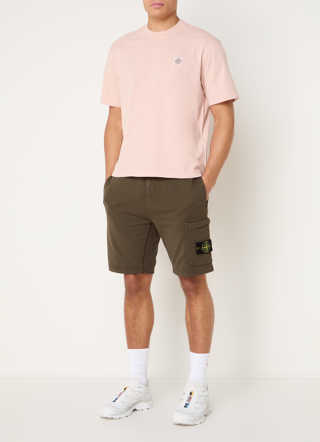 Stone Island S0115 T-shirt met logo - voorkant 5 oudroze