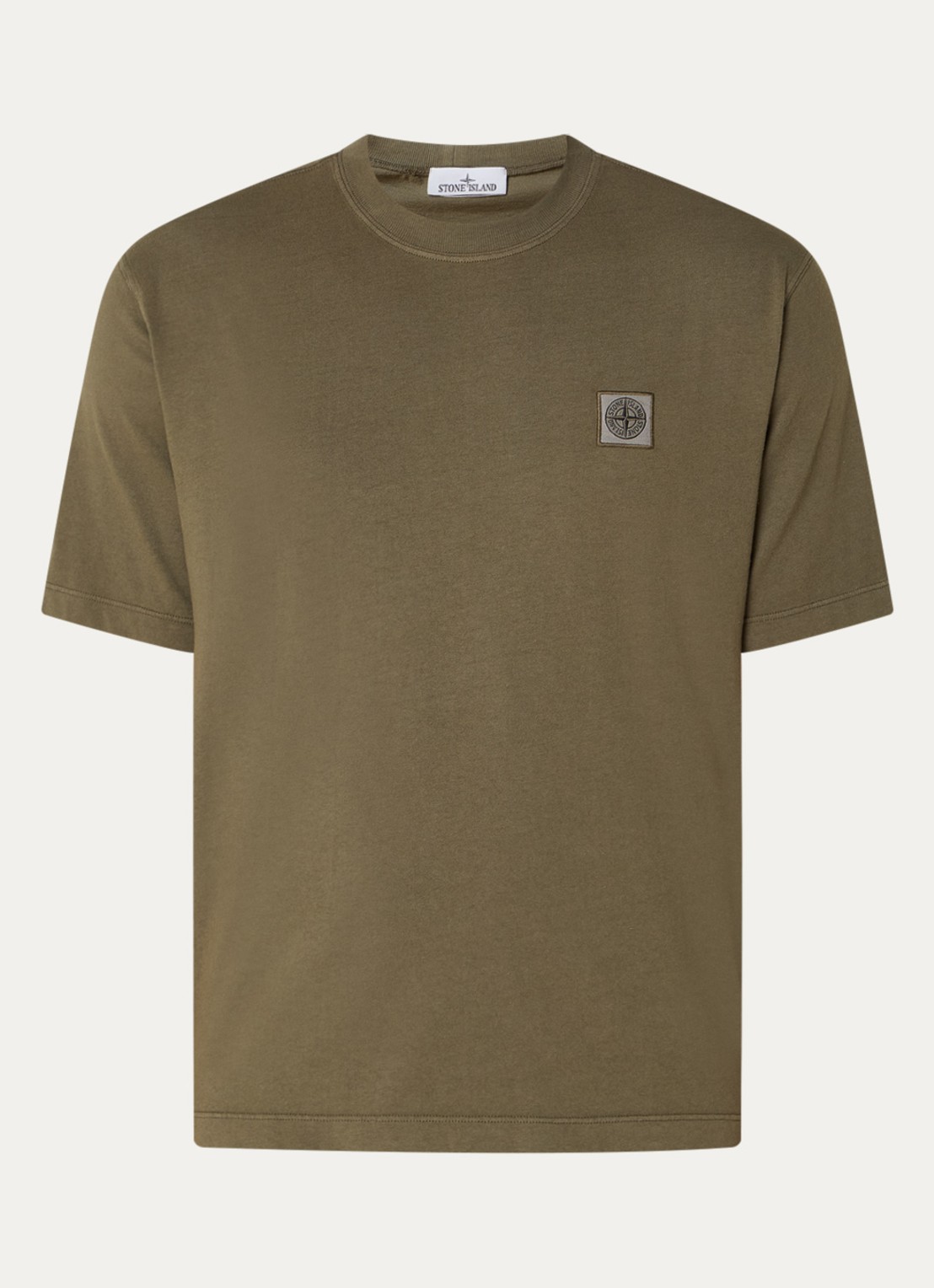 Stone Island S0115 T-shirt met logo - voorkant 3 bronsgroen