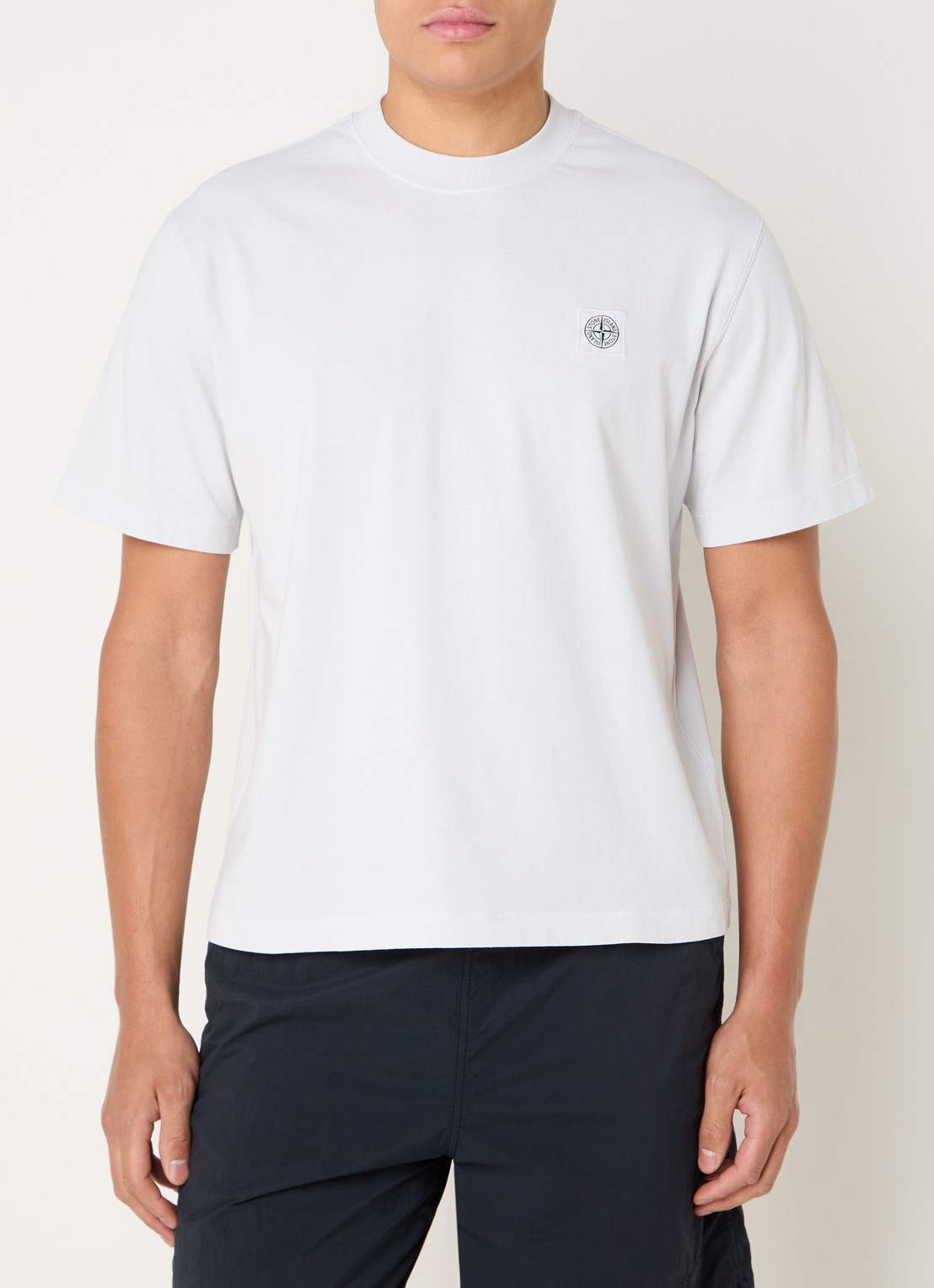 Stone Island S0115 T-shirt met logo - detail lichtblauw