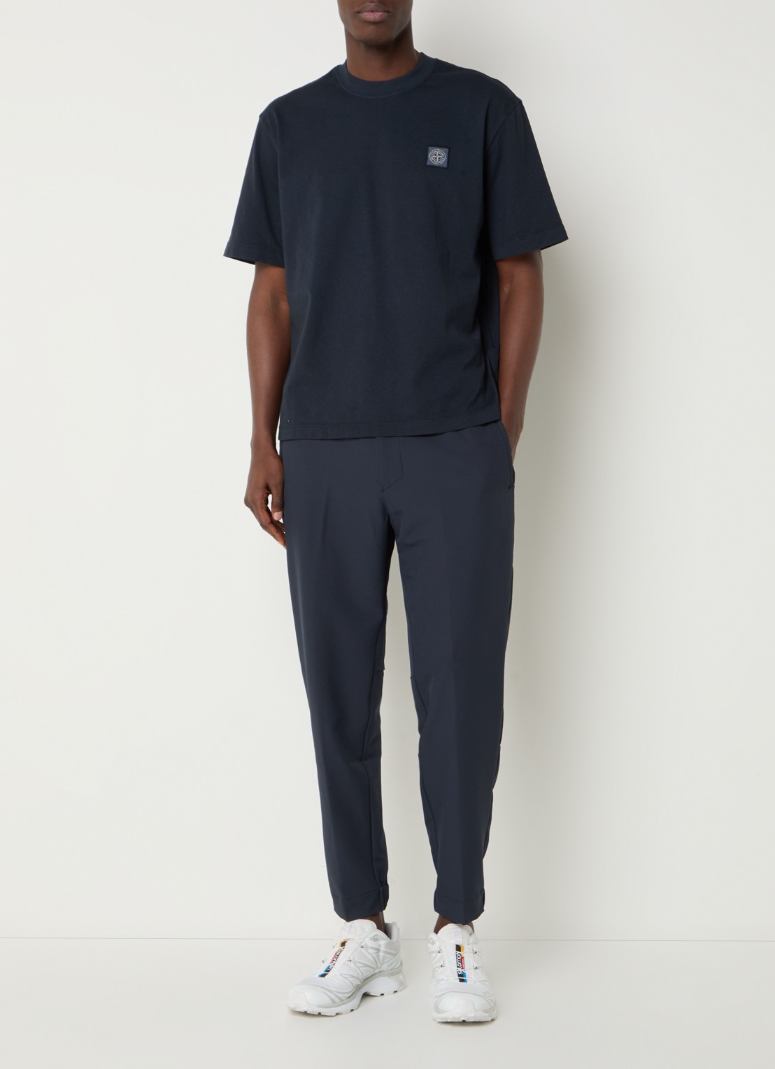 Stone Island S0115 T-shirt met logo - voorkant 5 donkerblauw