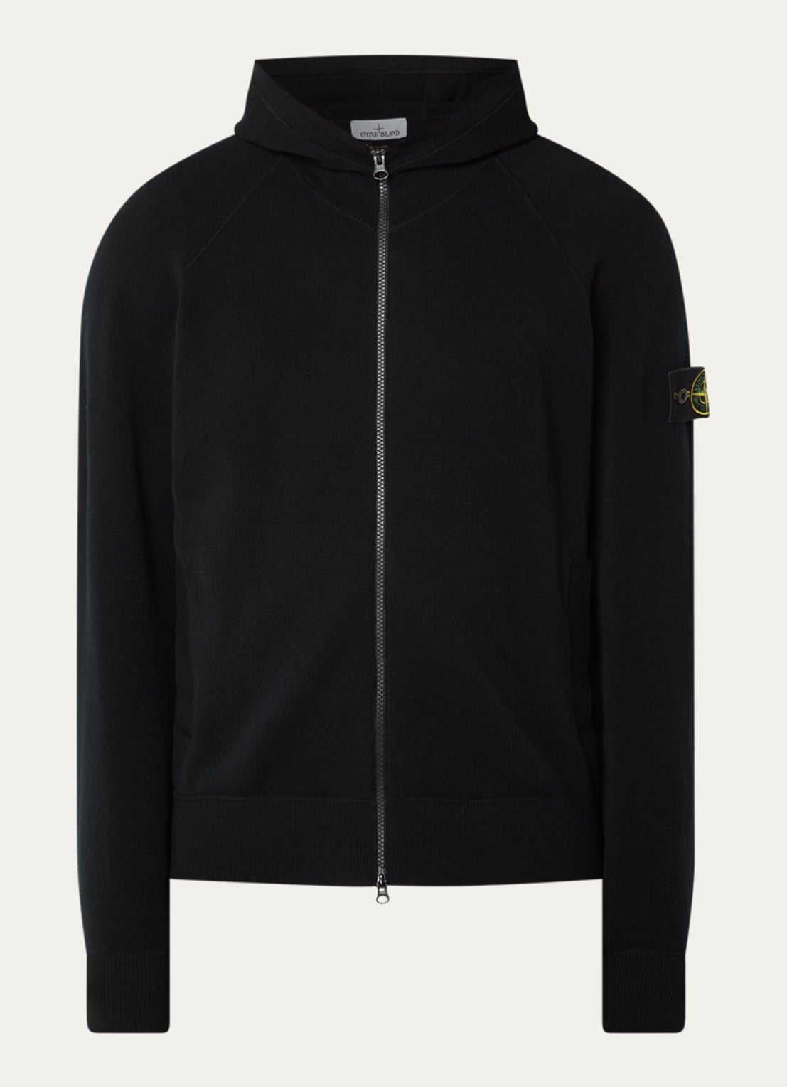 Stone Island S01A1 fijngebreid vest in scheerwolblend met logo - voorkant 5 zwart