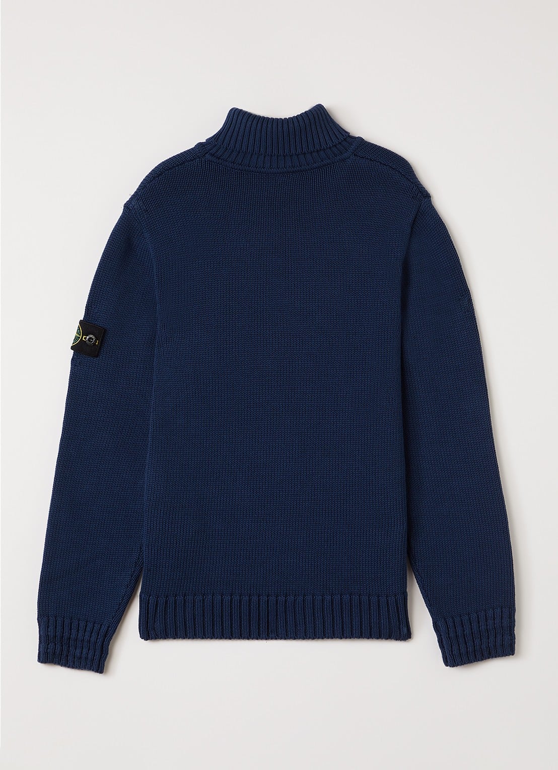 Stone Island S01A2 grofgebreide trui met col - voorkant 2 donkerblauw