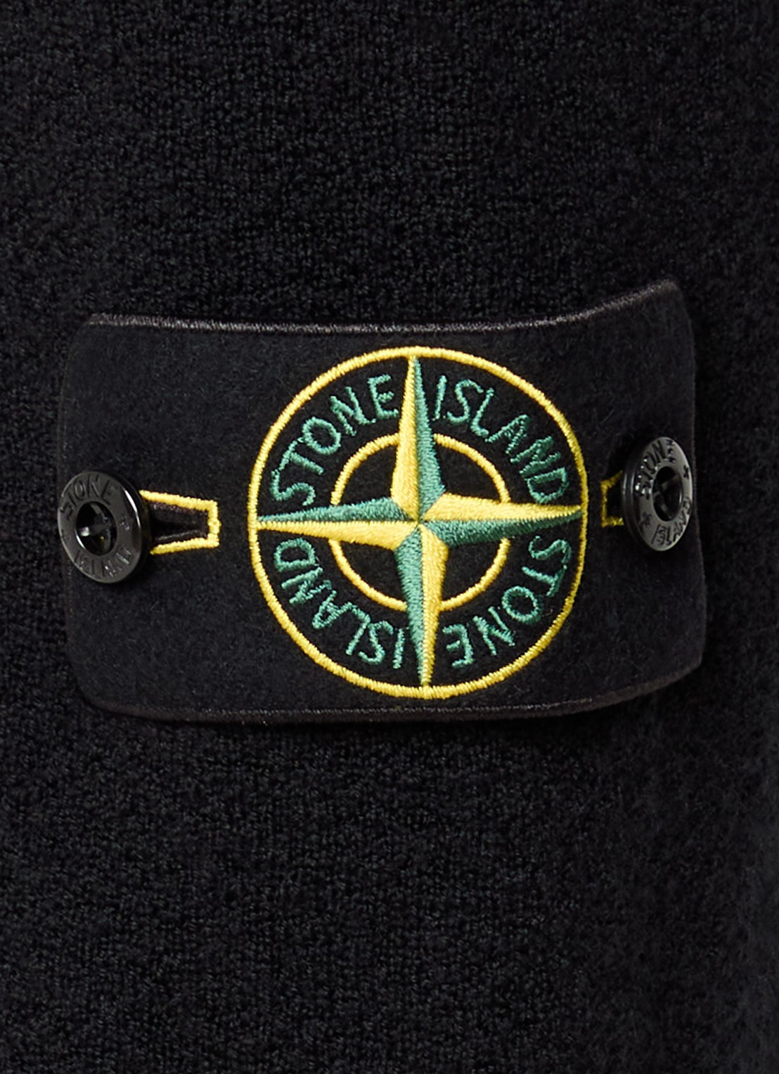 Stone Island S01C4 grofgebreide trui van scheerwol met logo - detail 2 zwart