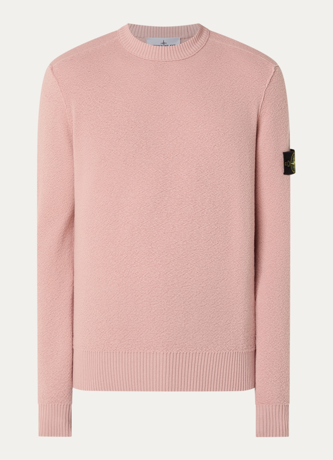 Stone Island S01C4 grofgebreide trui van scheerwol met logo - voorkant 4 roze