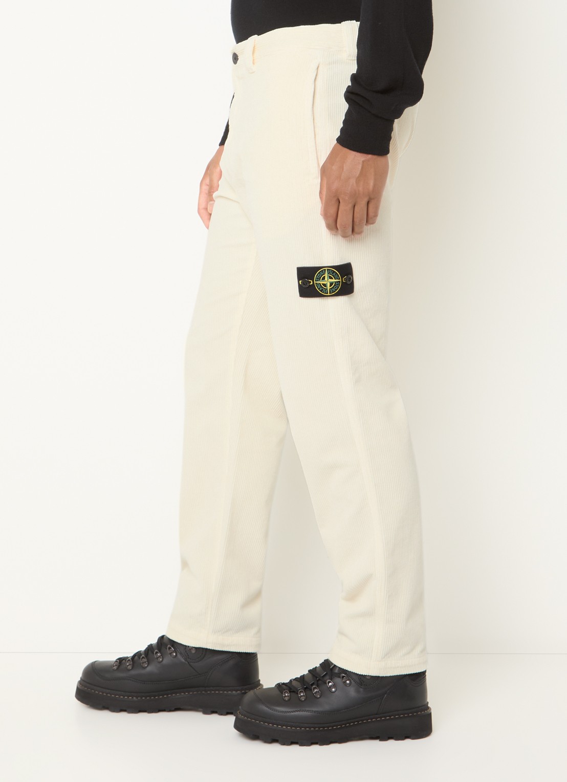 Stone Island S0212 straight fit broek van corduroy - detail 5 creme