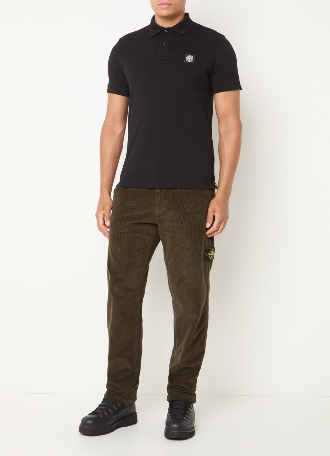 Stone Island S0212 straight fit broek van corduroy - voorkant 3 donkerbruin