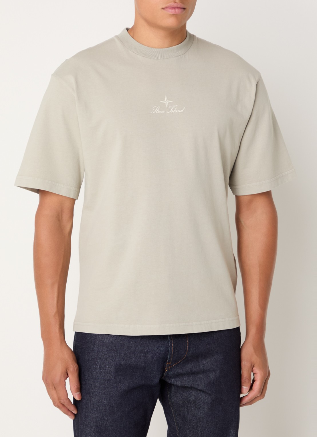 Stone Island S0234 T-shirt met logo- en backprint - achterkant 3 khaki