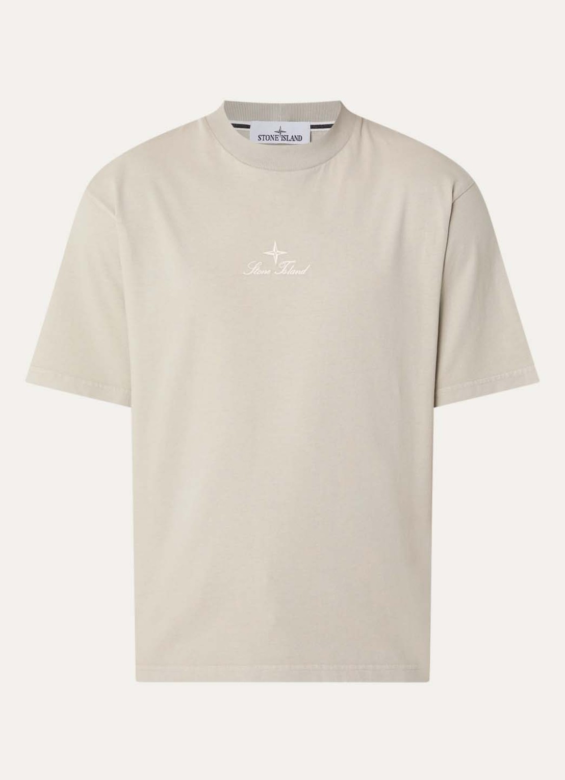 Stone Island S0234 T-shirt met logo- en backprint - voorkant 4 khaki