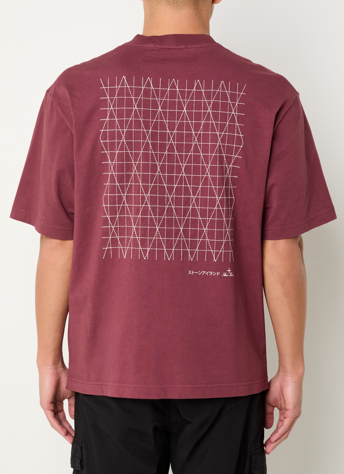 Stone Island S0234 T-shirt met logo- en backprint - detail 2 kersenrood
