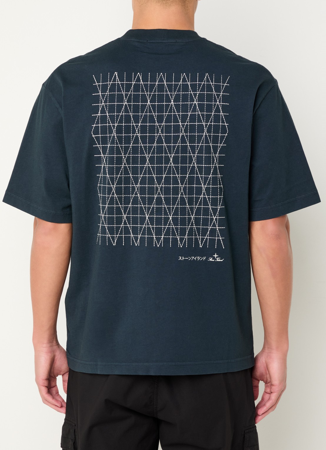 Stone Island S0234 T-shirt met logo- en backprint - detail 2 indigo