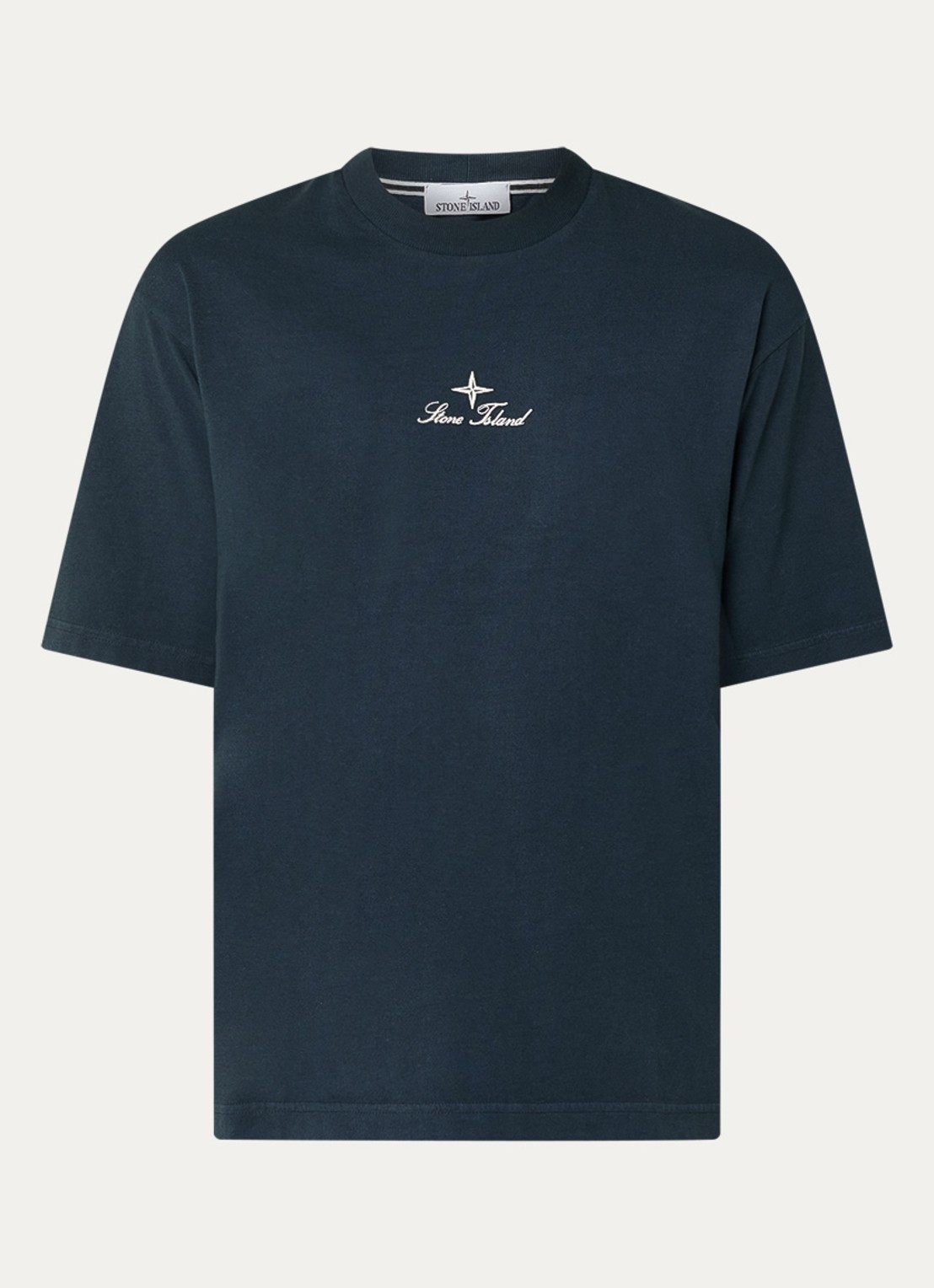 Stone Island S0234 T-shirt met logo- en backprint - voorkant 4 indigo