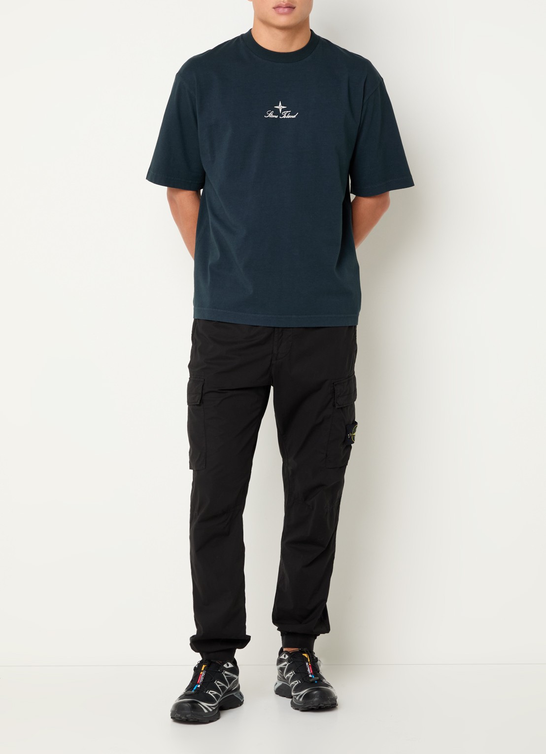 Stone Island S0234 T-shirt met logo- en backprint - voorkant 5 indigo