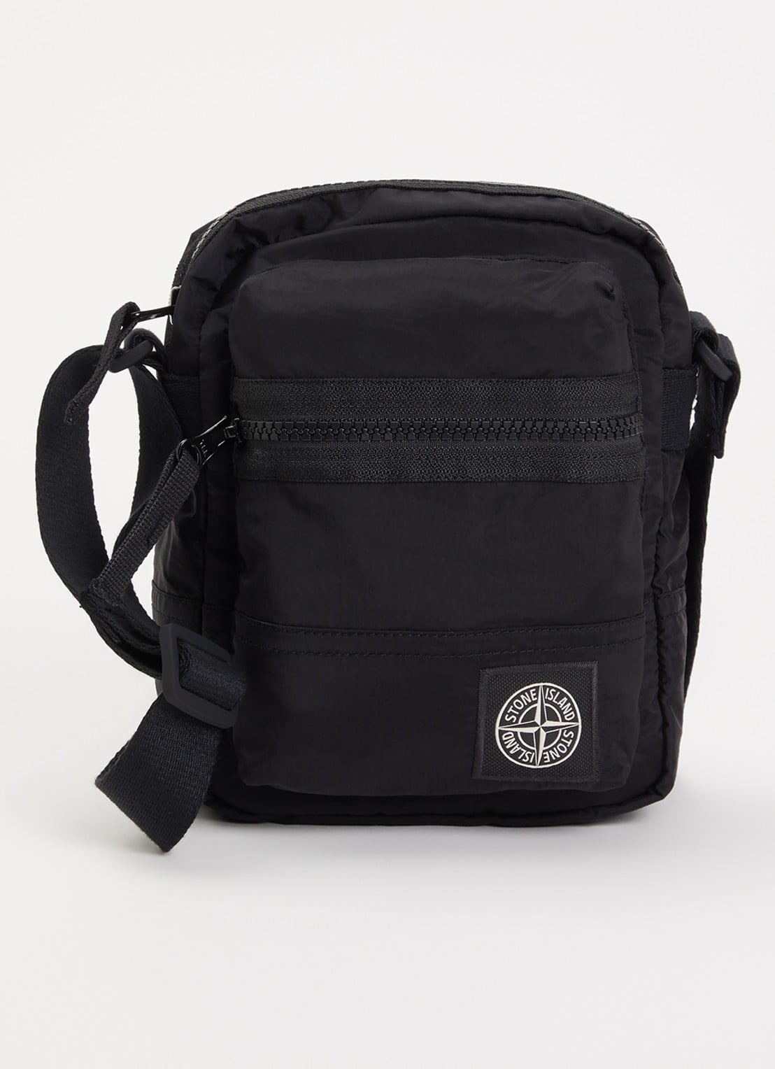 Stone Island S0251 crossbodytas met logo en verstelbare schouderriem - voorkant 4 zwart