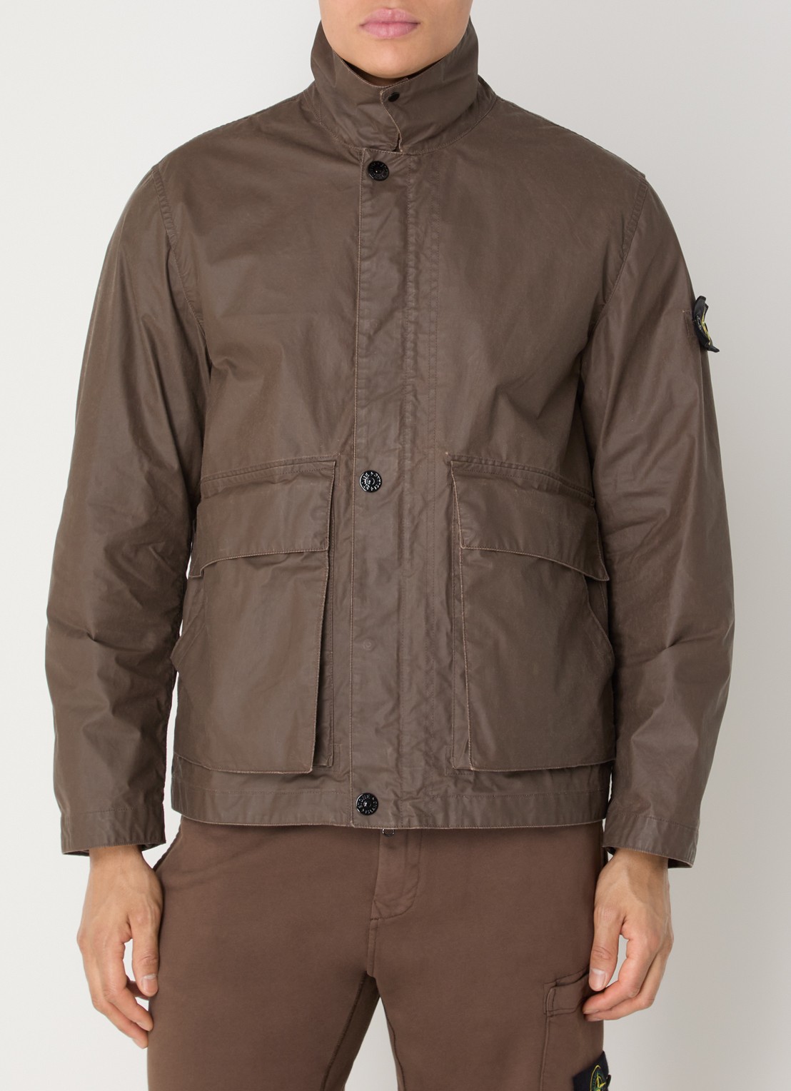 Stone Island S0290 Jack met klepzakken en logo - detail 4 donkerbruin
