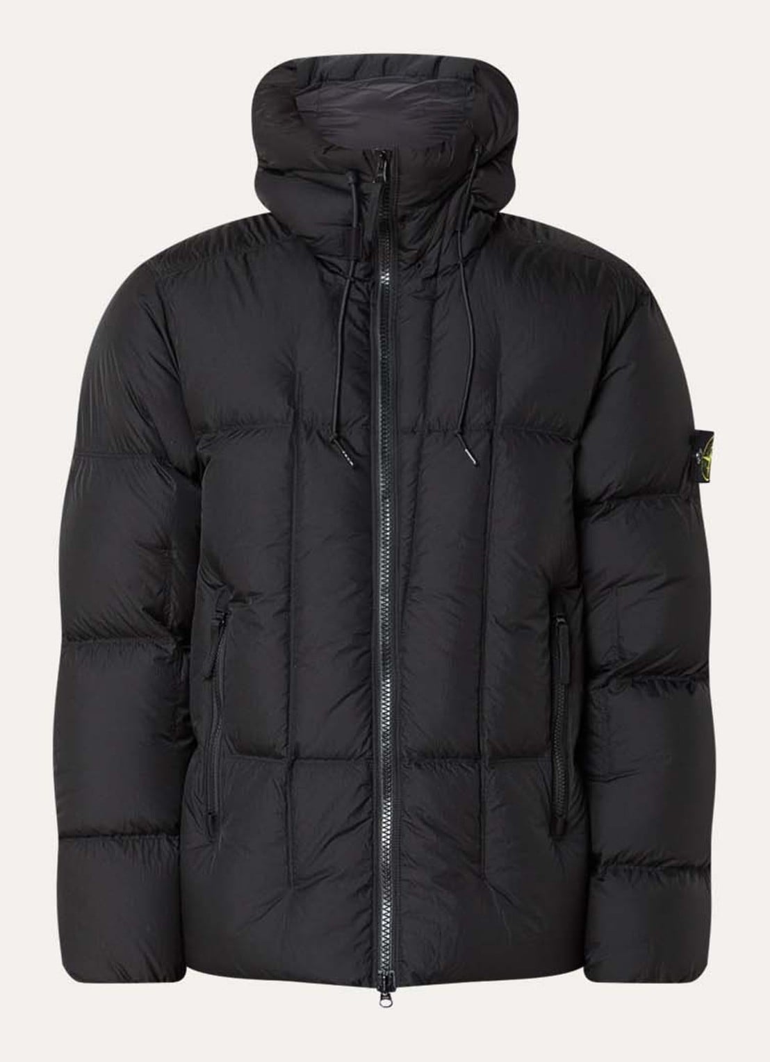 Stone Island S0302 puffer jack met donsvulling en capuchon - voorkant 4 zwart