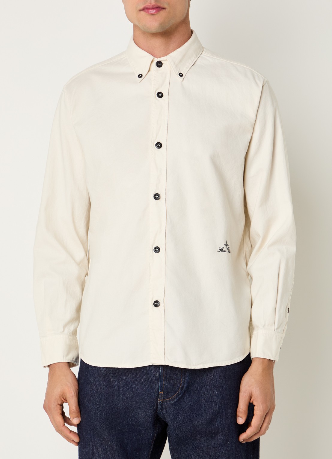 Stone Island S0315 regular fit overhemd met logo - detail ivoor