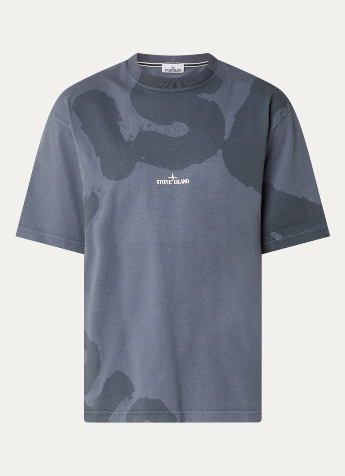 Stone Island S0365 T-shirt met logo- en backprint - voorkant 4 donkerblauw
