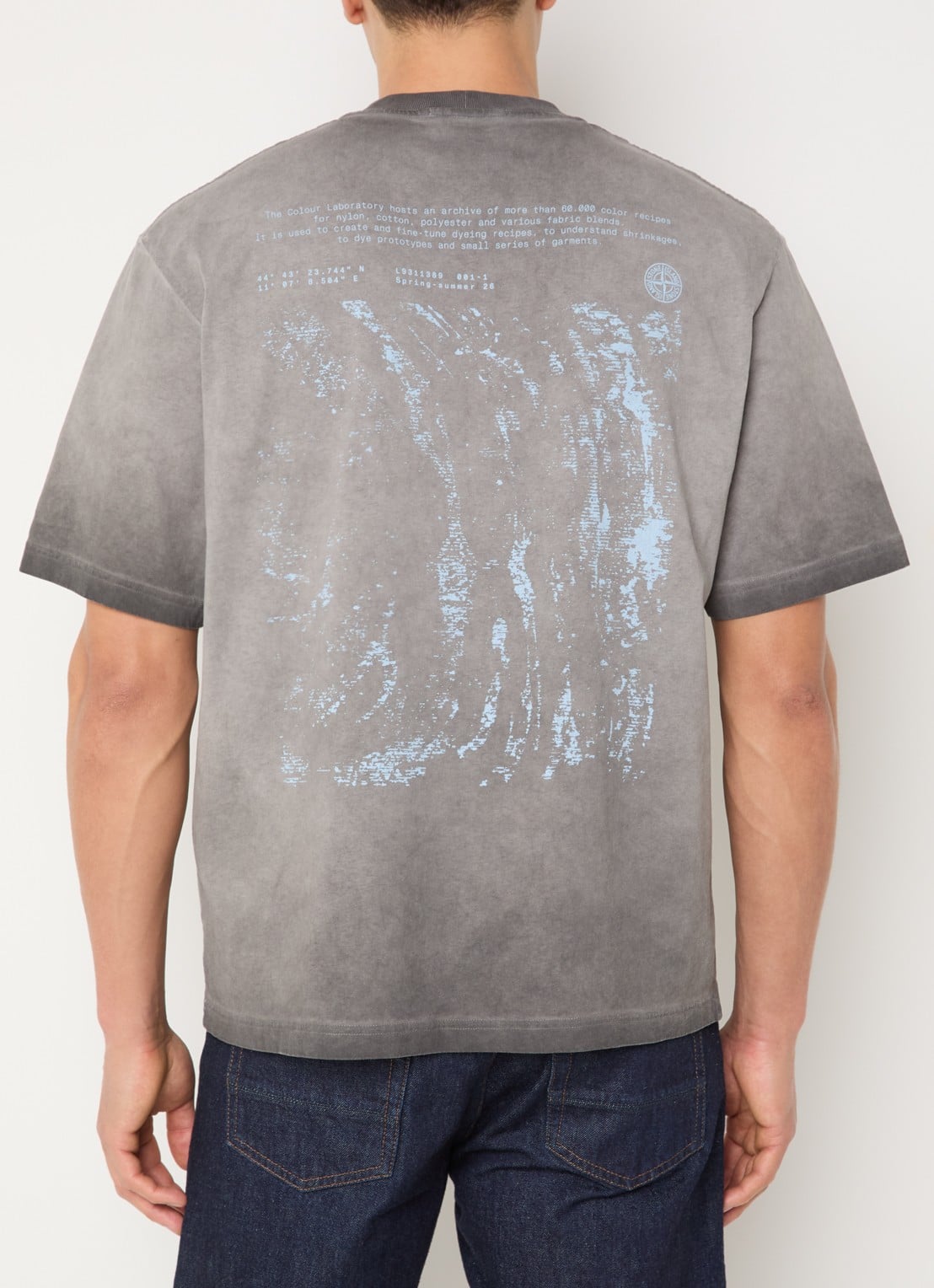 Stone Island S0366 T-shirt met logo- en backprint - detail 4 grijs