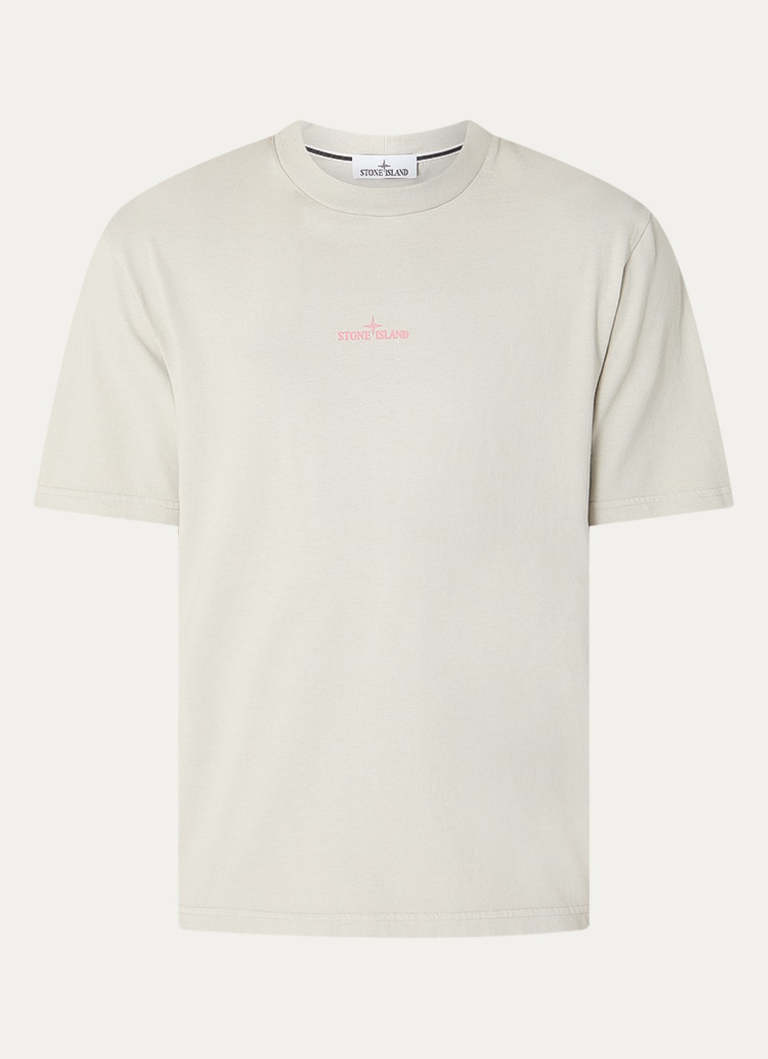 Stone Island S0374 T-shirt met logo- en backprint - voorkant 4 khaki