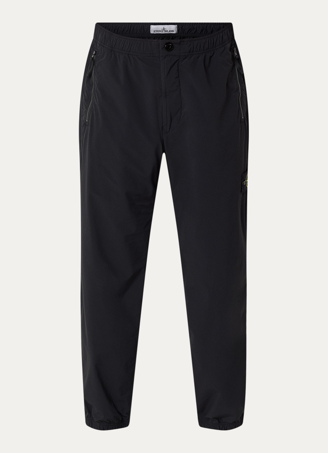 Stone Island S0375 straight fit cargobroek met steekzakken en logo - voorkant 2 zwart