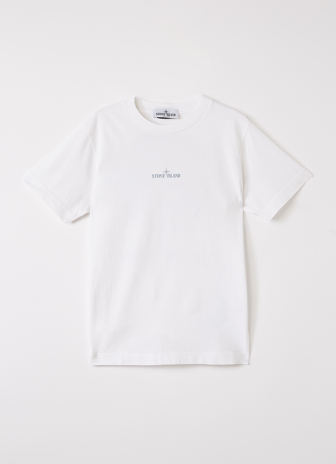 Stone Island S0377 T-shirt met logo- en backprint - voorkant wit