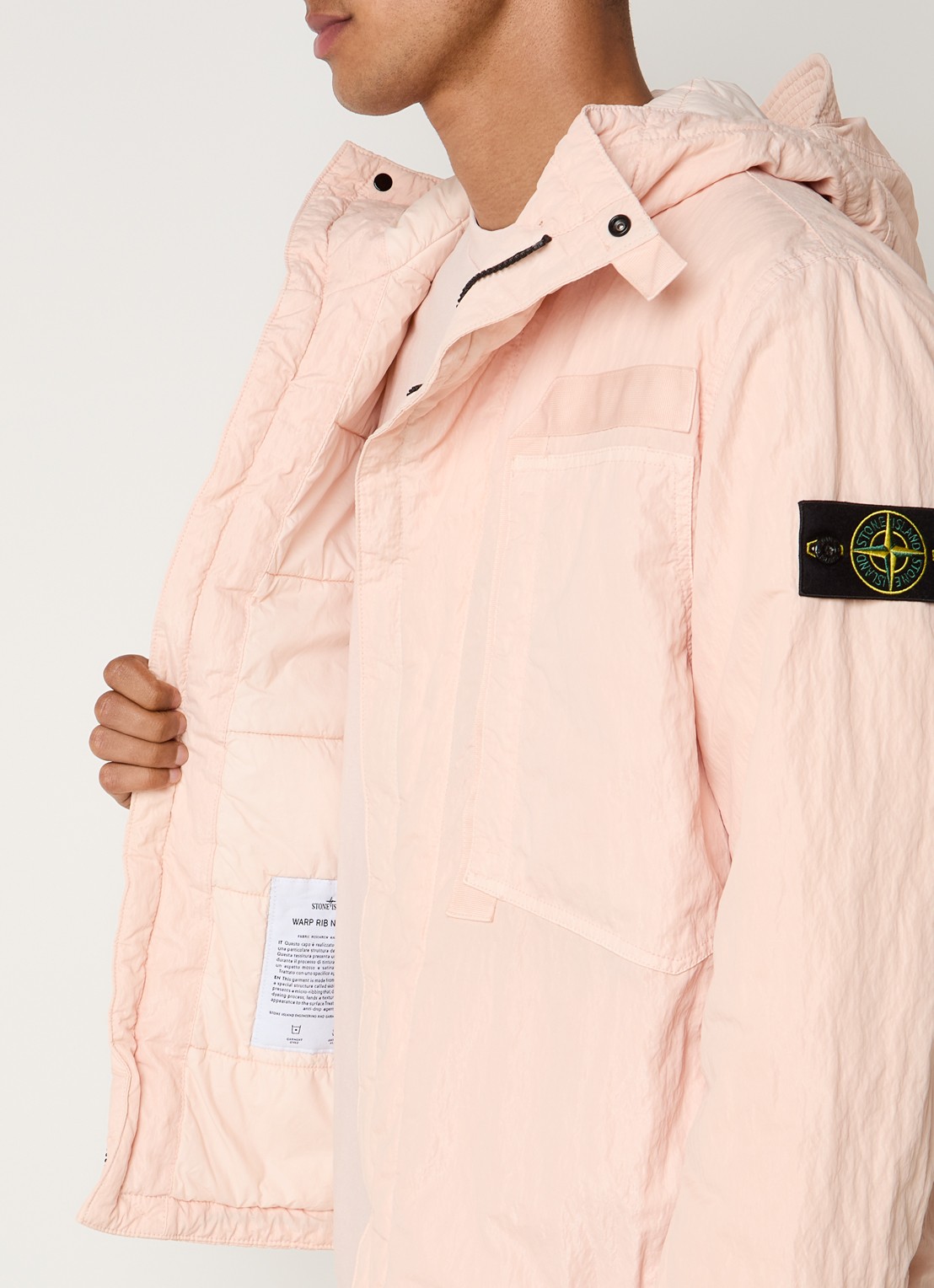 Stone Island S0405 jack met capuchon en logo - detail 2 roze